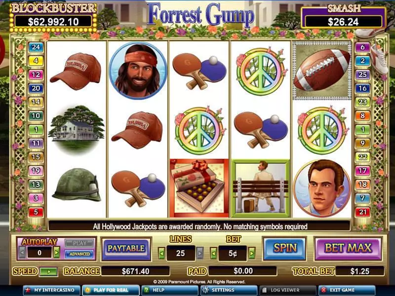Forrest Gump CryptoLogic Slot Main Screen Reels