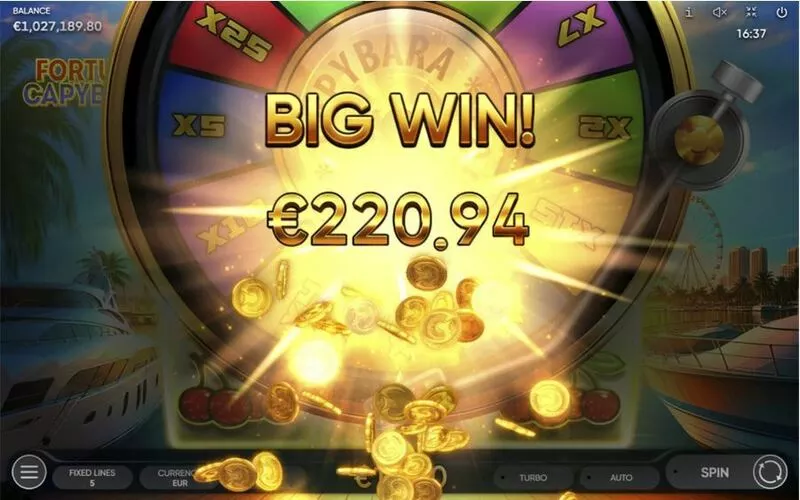 Fortune Capibara Endorphina Slot Winning Screenshot