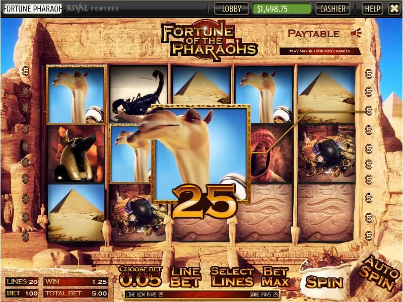 Fortune of the Pharaos Sheriff Gaming Slot Main Screen Reels