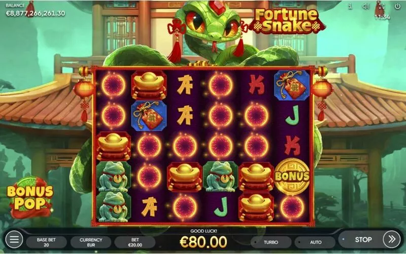 Fortune Snake Endorphina Slot Main Screen Reels