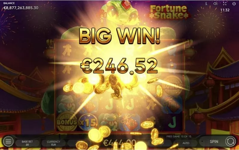 Fortune Snake Endorphina Slot Winning Screenshot