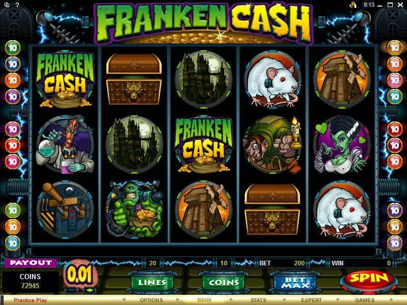 Franken Cash Microgaming Slot Main Screen Reels