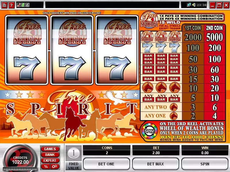 Free Spirit  Wheel of Wealth Microgaming Slot Main Screen Reels