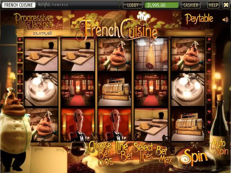 French Cuisine Sheriff Gaming Slot Main Screen Reels