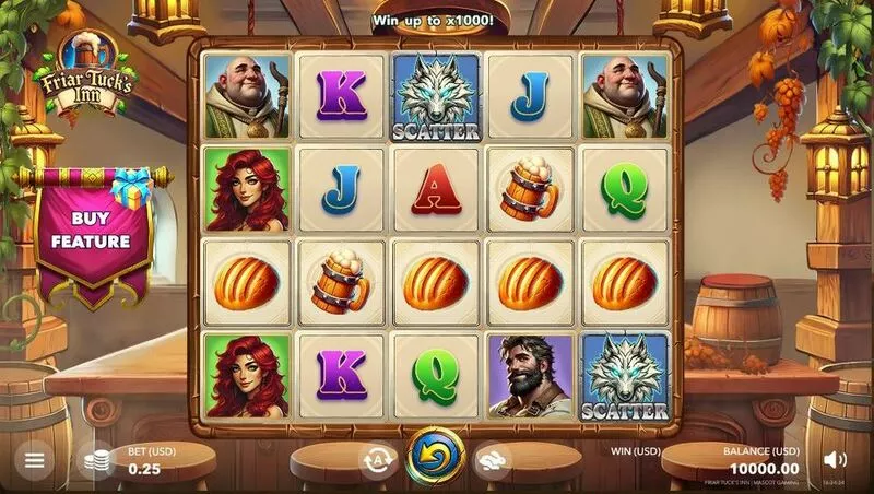 Friar Tuck's Inn Mascot Gaming Slot Main Screen Reels