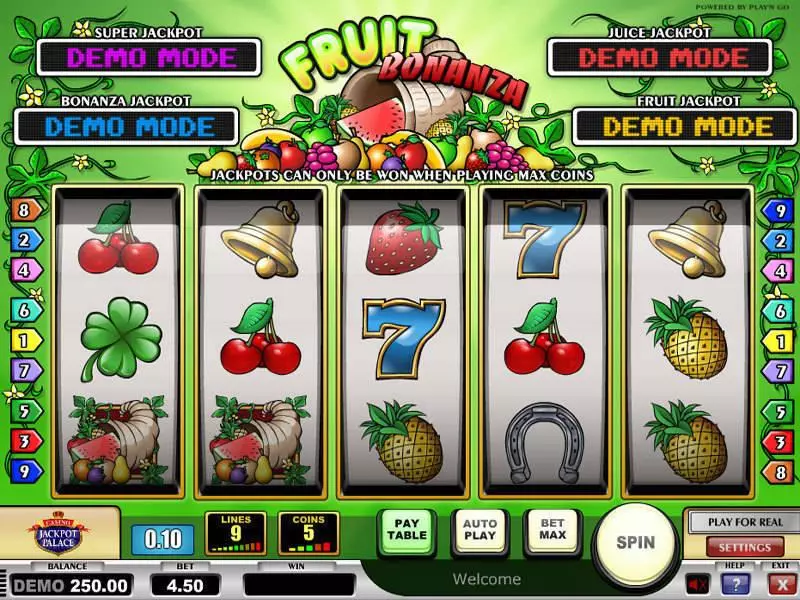 Fruit Bonanza Play'n GO Slot Main Screen Reels