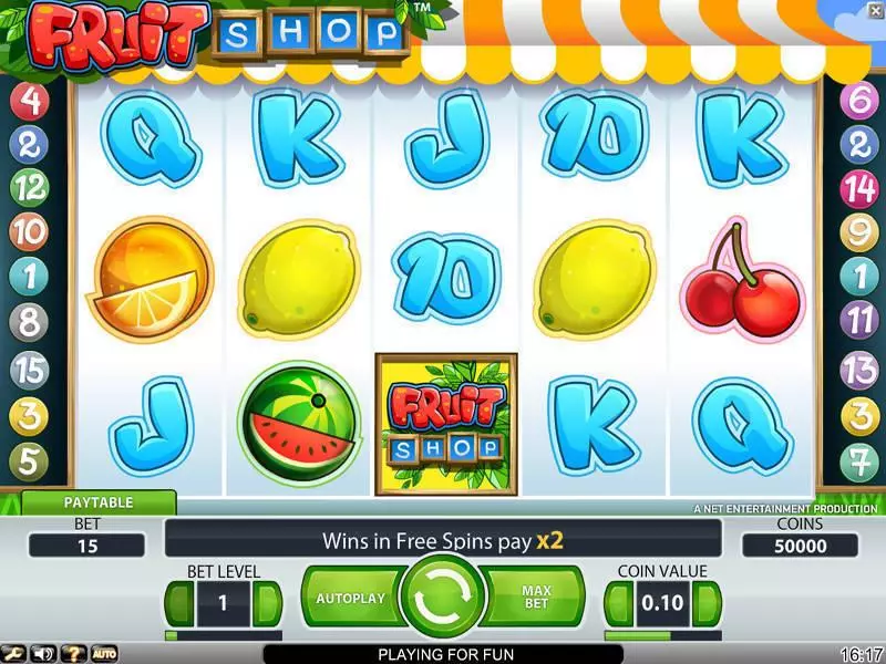 Fruit Shop NetEnt Slot Main Screen Reels