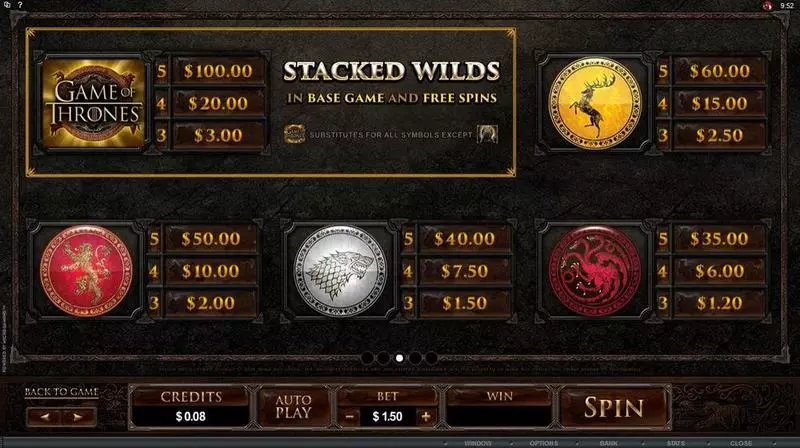 Game of Thrones - 243 Ways Microgaming Slot Info and Rules