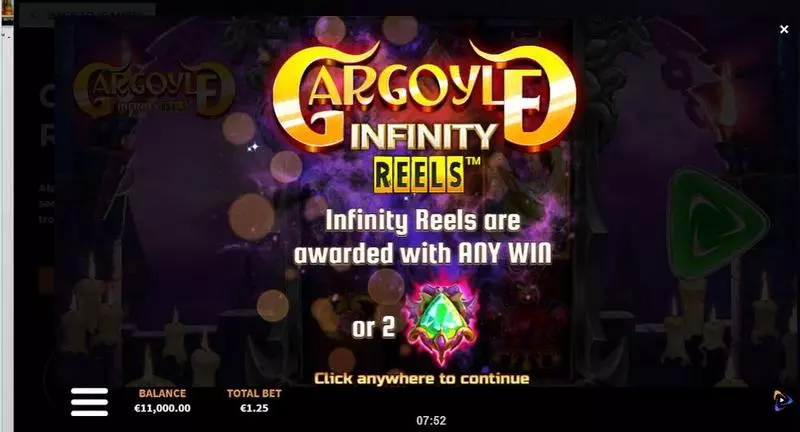 Gargoyle Infinity Reels ReelPlay Slot Introduction Screen