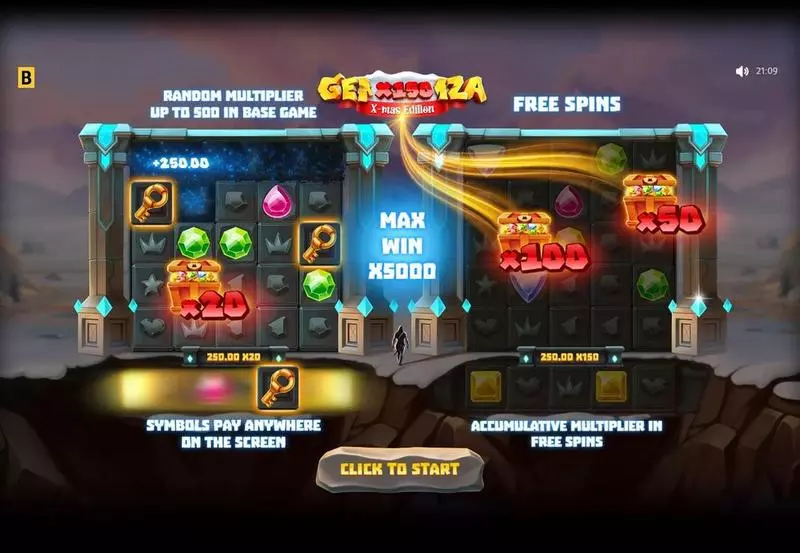 Gemza X-mas BGaming Slot Introduction Screen