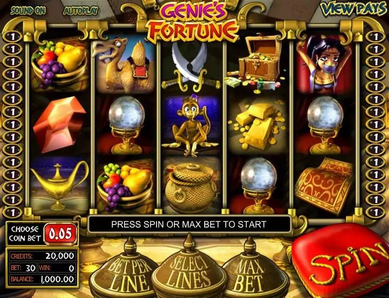 Genie's Fortune BetSoft Slot Main Screen Reels