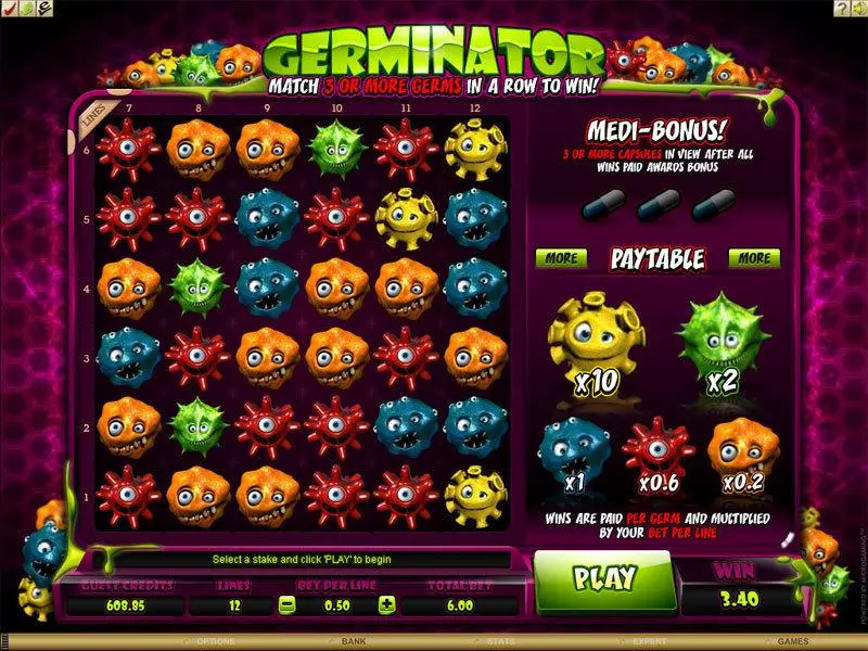 Germinator Microgaming Slot Introduction Screen