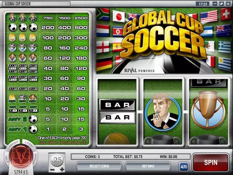 Global Cup Soccer Rival Slot Main Screen Reels