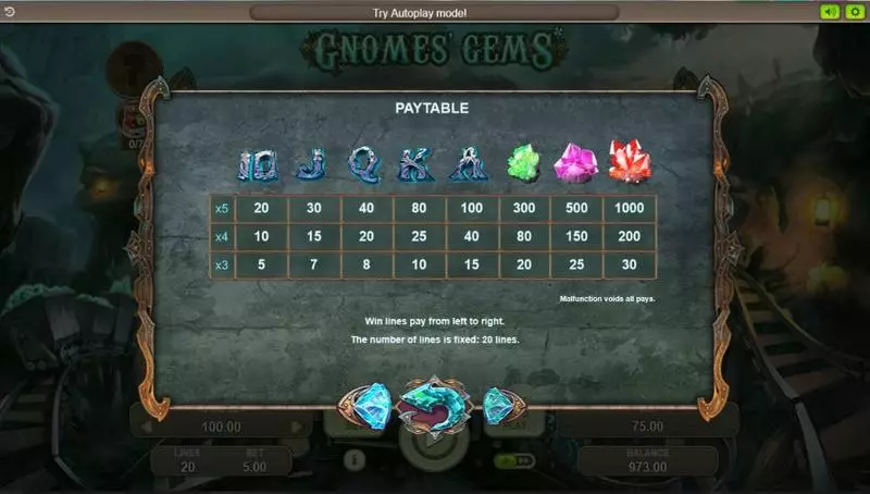 Gnomes' Gems Booongo Slot Info and Rules