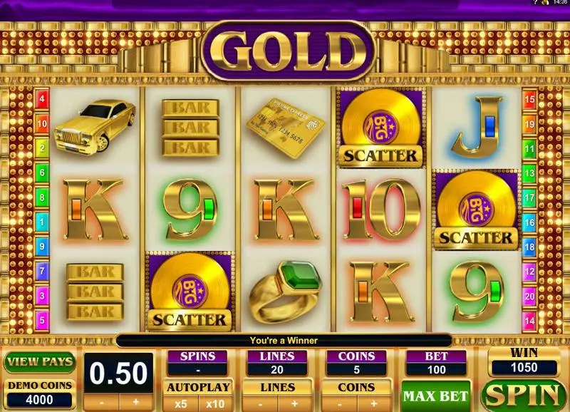 Gold Big Time Gaming Slot Main Screen Reels