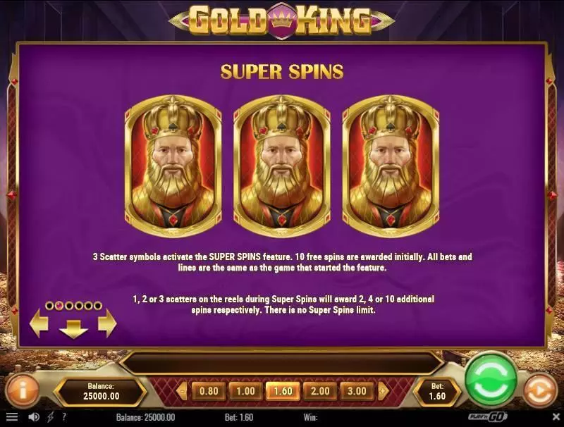 Gold King Play'n GO Slot Free Spins Feature