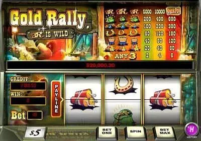 Gold Rally 1 Line PlayTech Slot Main Screen Reels