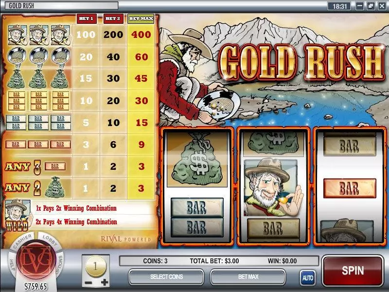 Gold Rush Rival Slot Main Screen Reels