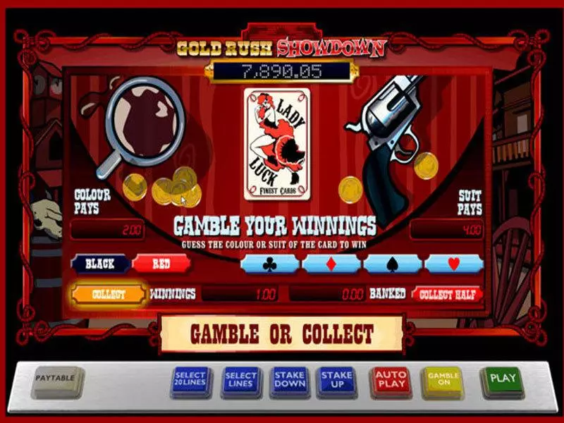 Gold Rush Showdown 888 Slot Gamble Screen