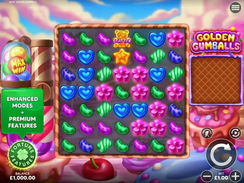 Golden Gumballs Four Leaf Gaming Slot Main Screen Reels