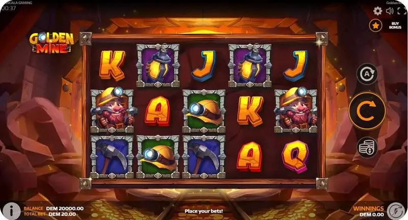 Golden Mine Mancala Gaming Slot Main Screen Reels