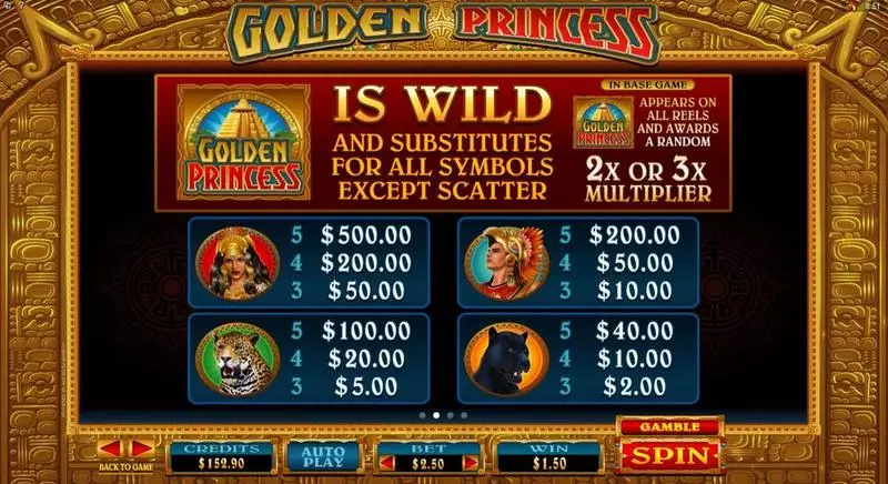 Golden Princess Microgaming Slot Info and Rules