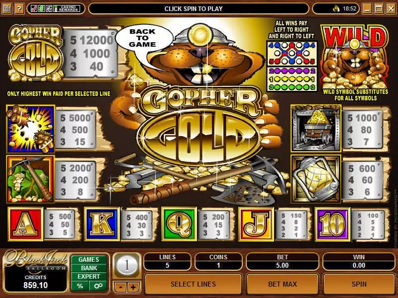 Gopher Gold Microgaming Slot Info and Rules