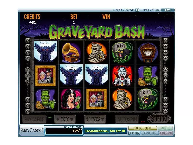 Graveyard Bash bwin.party Slot Main Screen Reels