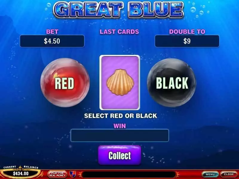 Great Blue PlayTech Slot Gamble Screen