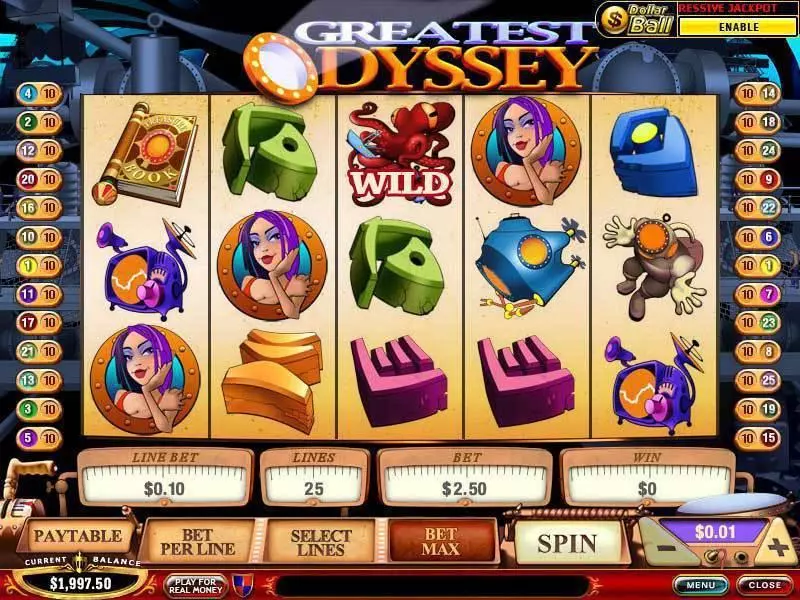 Greatest Odyssey PlayTech Slot Main Screen Reels