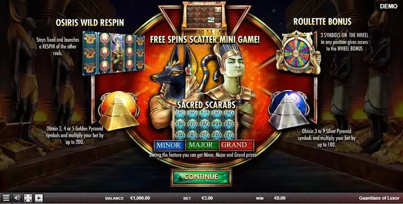 Guardians of Luxor Red Rake Gaming Slot Info and Rules