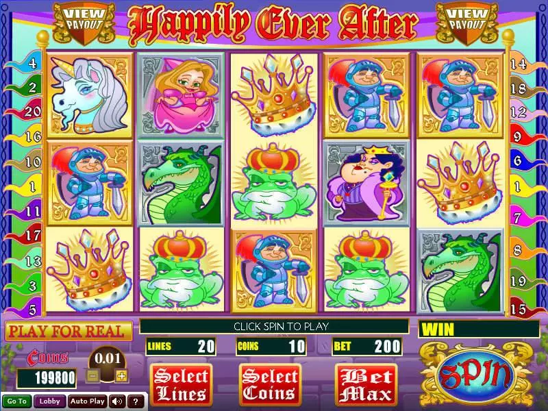 Happily Ever After Wizard Gaming Slot Main Screen Reels