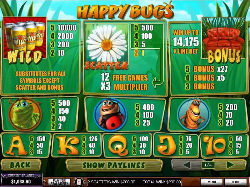 Happy Bugs PlayTech Slot Info and Rules
