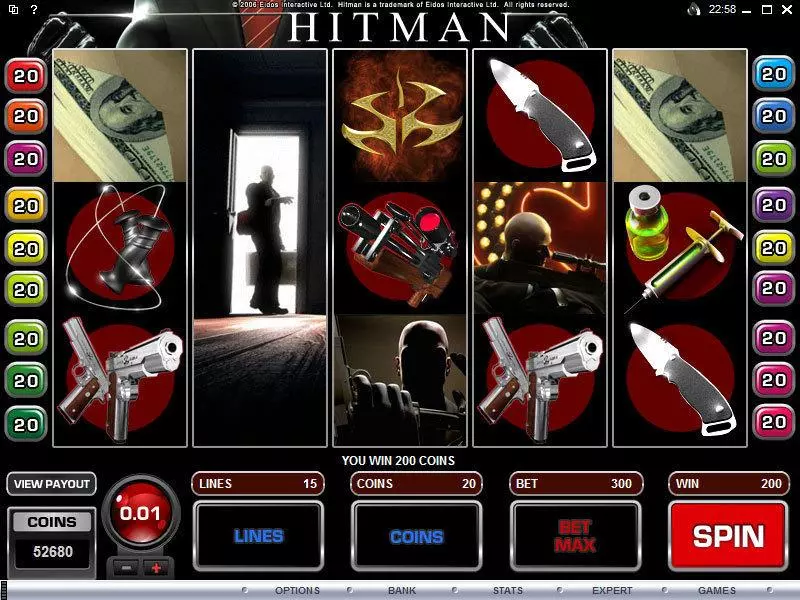 Hitman Microgaming Slot Main Screen Reels