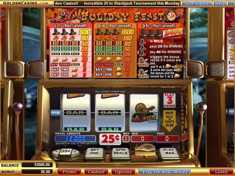 Holiday Feast Vegas Technology Slot Main Screen Reels