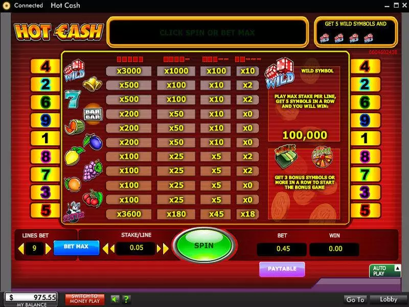 Hot Cash 888 Slot Info and Rules