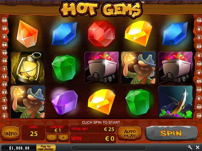 Hot Gems PlayTech Slot Main Screen Reels