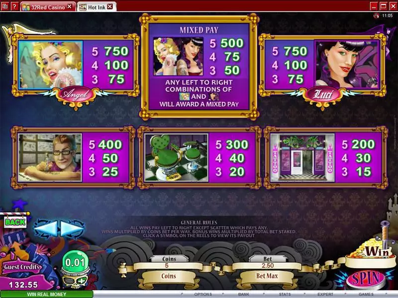 Hot Ink Microgaming Slot Info and Rules