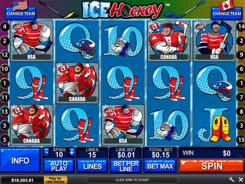 Ice Hockey PlayTech Slot Main Screen Reels
