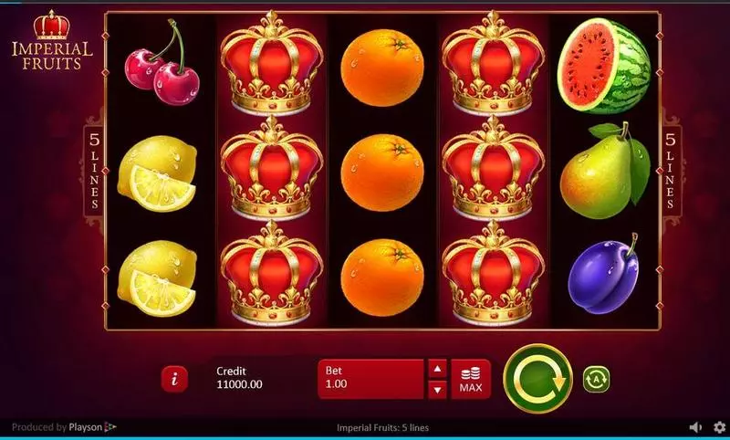 Imperial Fruits Playson Slot Main Screen Reels