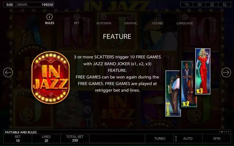 In Jazz Endorphina Slot Info and Rules
