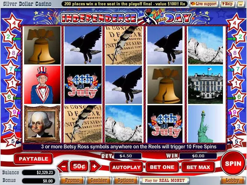 Independence Day WGS Technology Slot Main Screen Reels