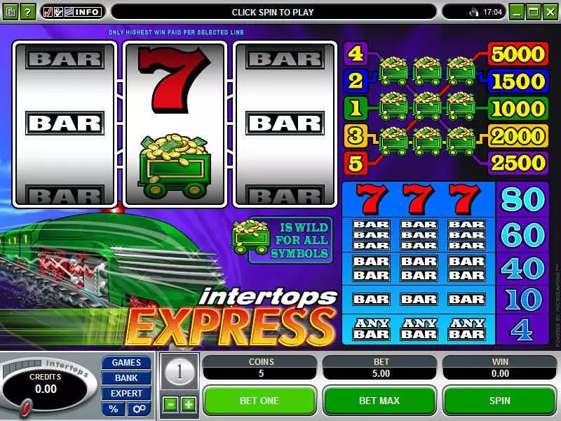 Intertops Express Microgaming Slot Main Screen Reels