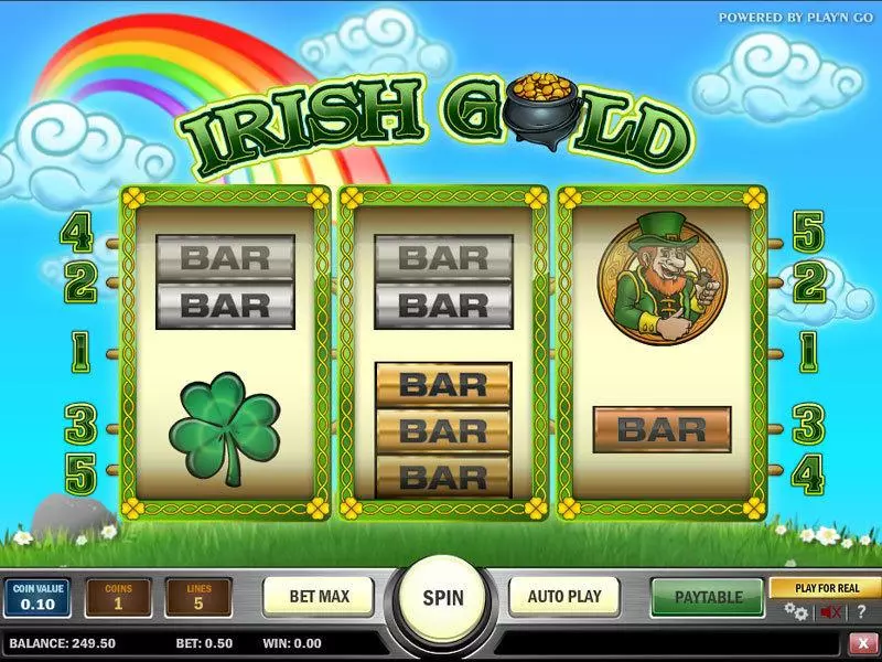 Irish Gold Play'n GO Slot Main Screen Reels