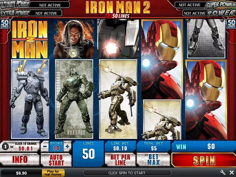Iron Man 2 50 Line PlayTech Slot Main Screen Reels