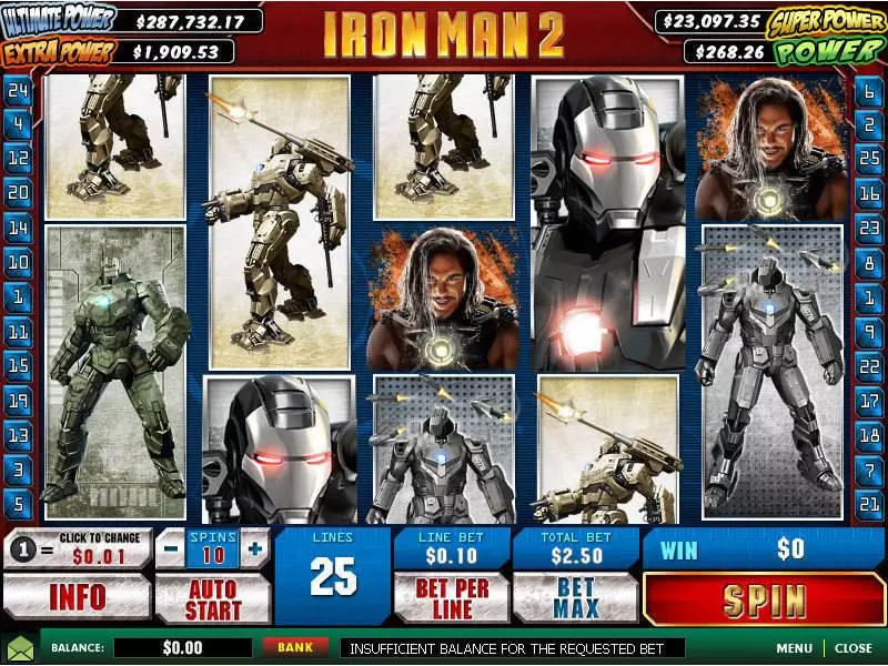 Iron Man 2 PlayTech Slot Main Screen Reels