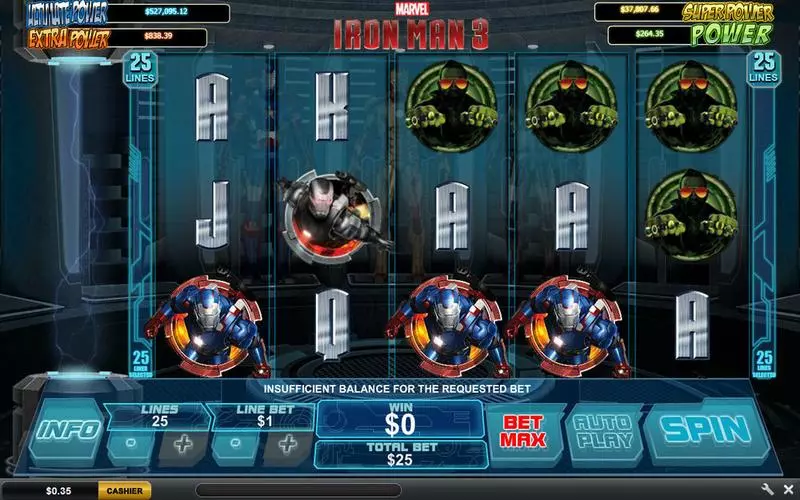 Iron Man 3 PlayTech Slot Main Screen Reels