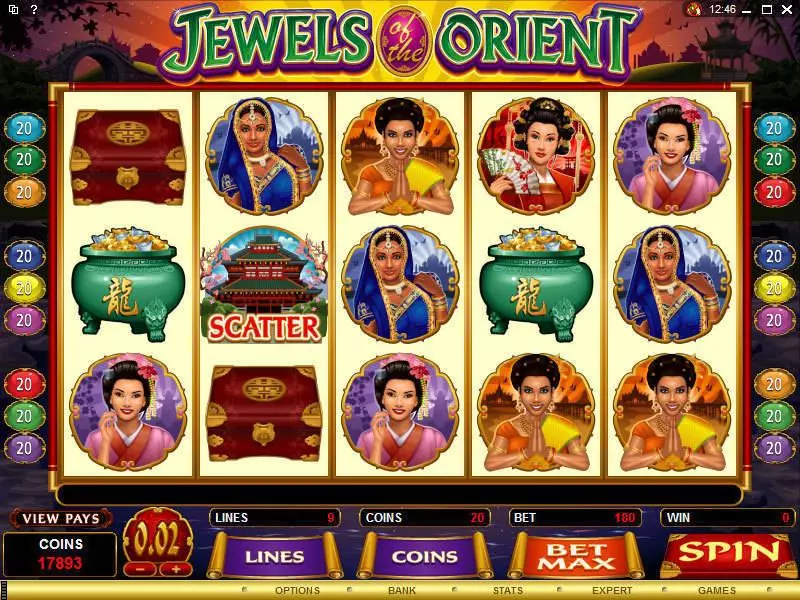 Jewels of the Orient Microgaming Slot Main Screen Reels