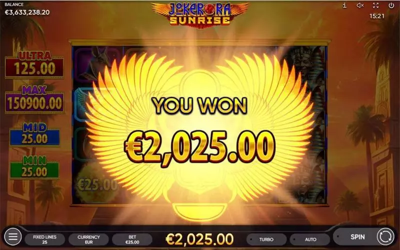 Joker Ra - Sunrise Endorphina Slot Winning Screenshot