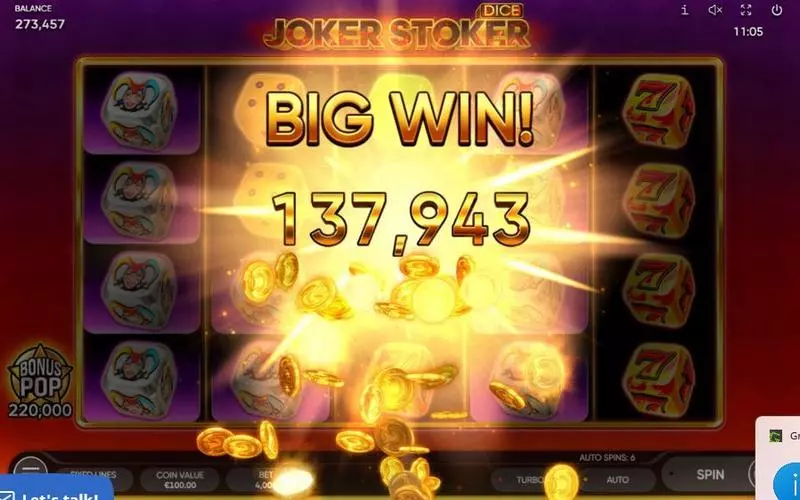 Joker Stoker Dice Endorphina Slot Winning Screenshot